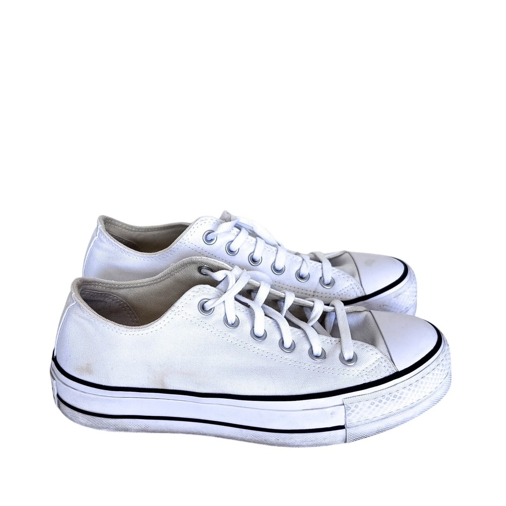 Converse Womens Chuck Taylor All Star Platform Sneakers 9 White Canvas Low Top - Picture 1 of 8